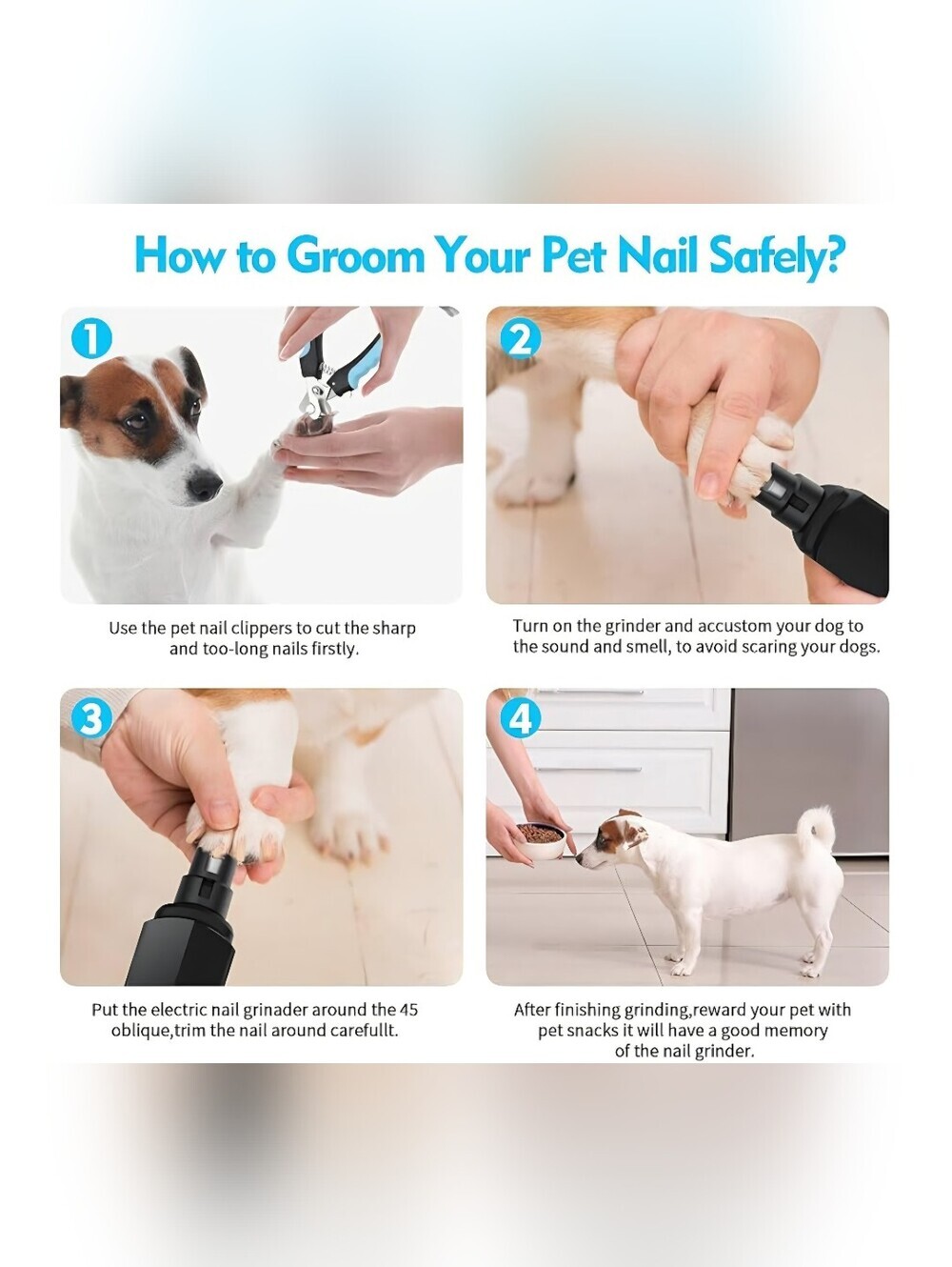 GHG Dog Nail Grinder Kit Rechargeable LED Pet Trimmer Clippers NIB - Picture 5 of 14